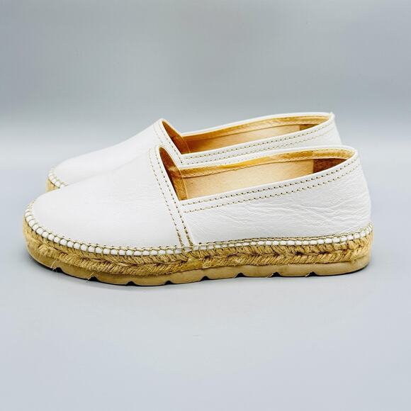 Toni Pons Shoes Womens 6 White Leather Slip On Espadrille Jute Platform Flats - Picture 3 of 11